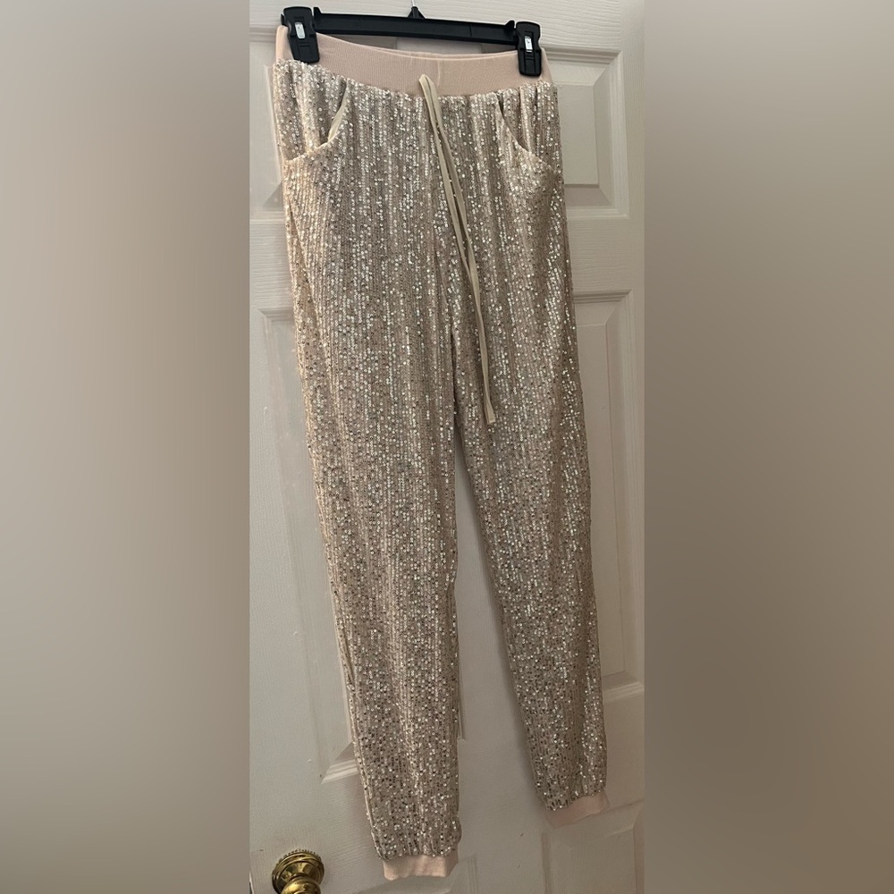 Sequin Embellished Gold Pants